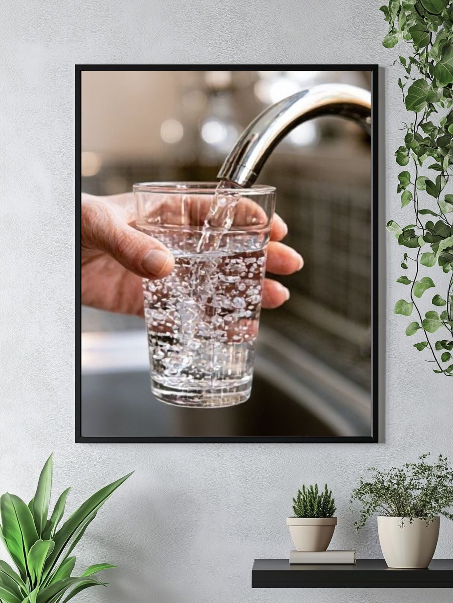 Filling Glass at Sink Photography Poster. — room view 4