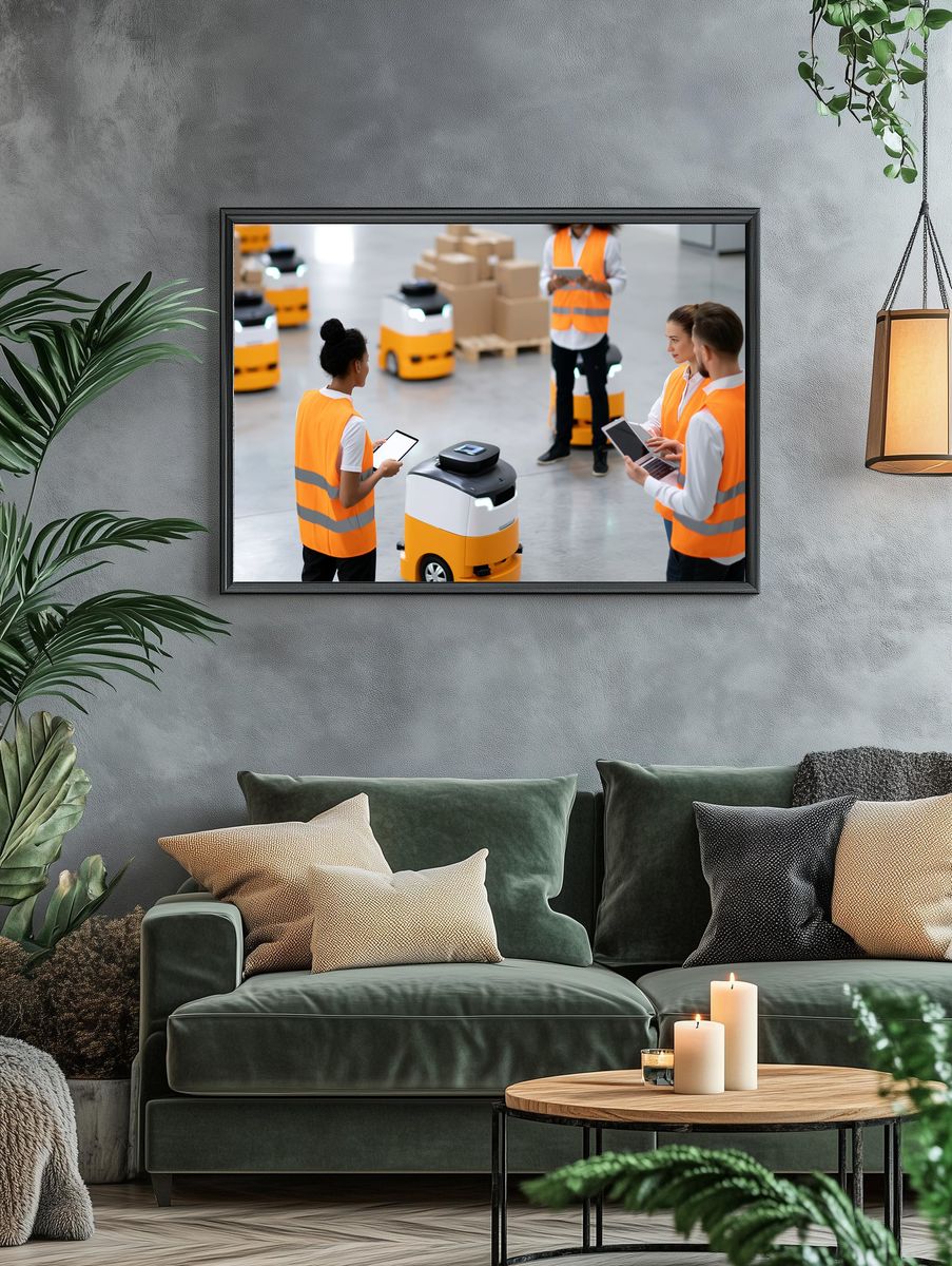 Warehouse Robotics Team Photography Poster. — room view 4