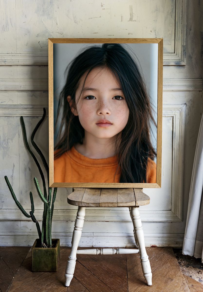 Freckled Girl Portrait Photography Poster. room preview