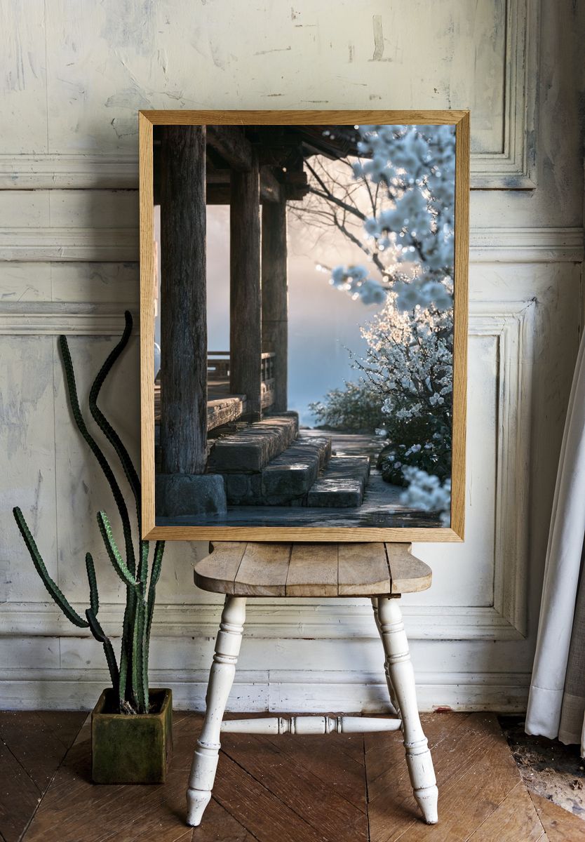 Misty Garden Pavilion Photography Poster. room preview