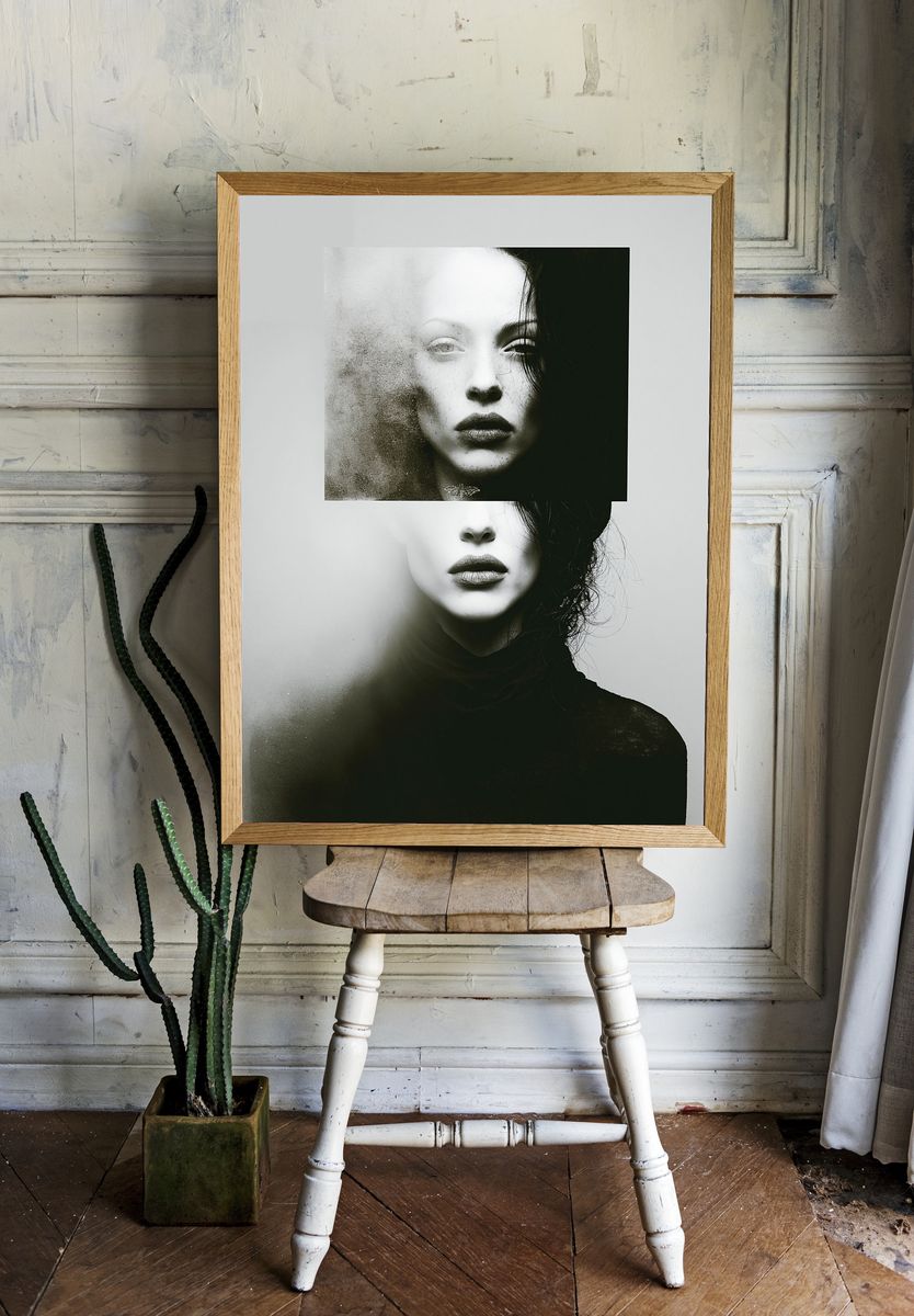 Surreal Monochrome Portrait Print. — room view 1