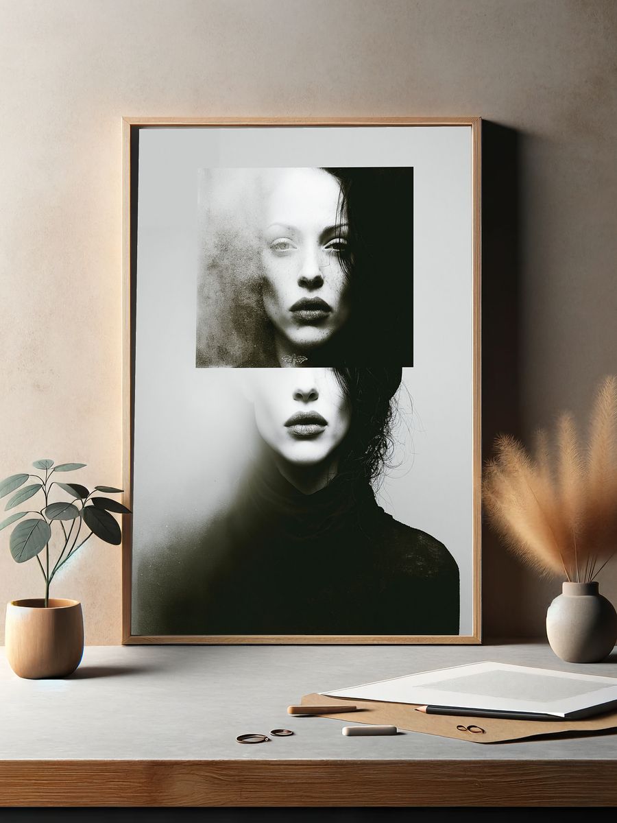 Surreal Monochrome Portrait Print. — room view 2