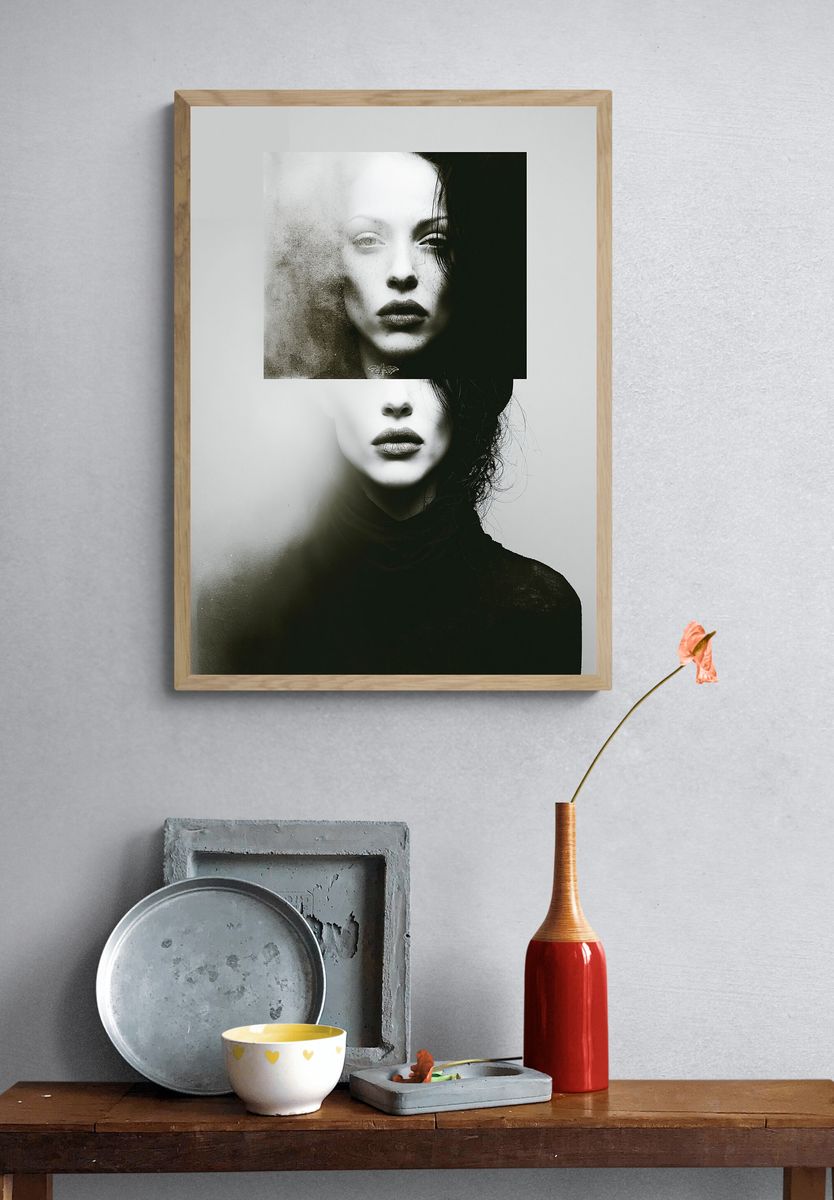 Surreal Monochrome Portrait Print. — room view 3