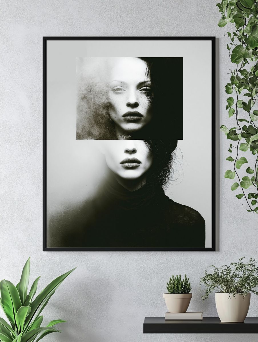 Surreal Monochrome Portrait Print. — room view 4