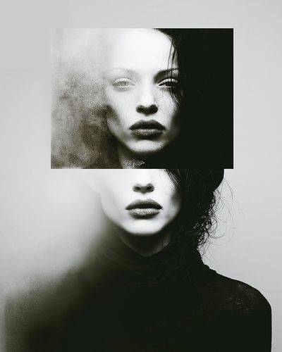 Surreal Monochrome Portrait Print. poster
