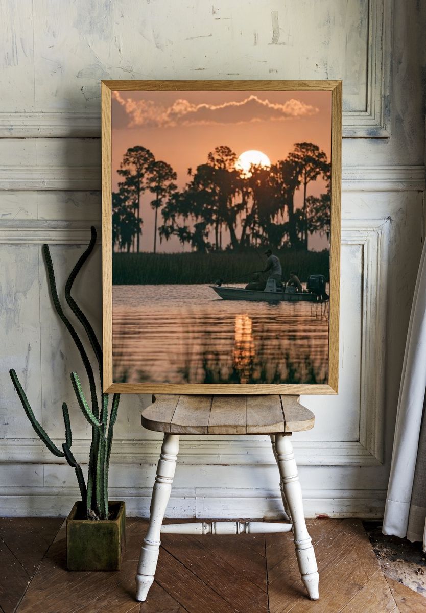 Sunset Fishing Lake Photography Poster. room preview