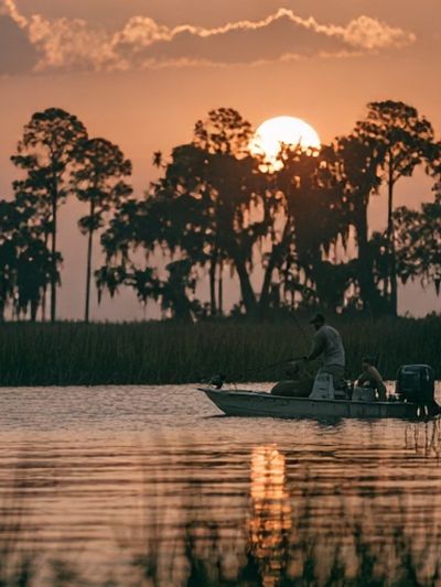 Sunset Fishing Lake Photography Poster.