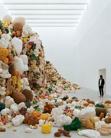 Plastic Waste Installation Photography Poster. poster detail