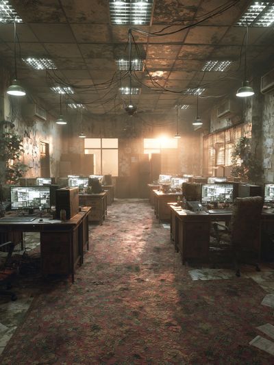 Abandoned Office Interior Photography Poster.
