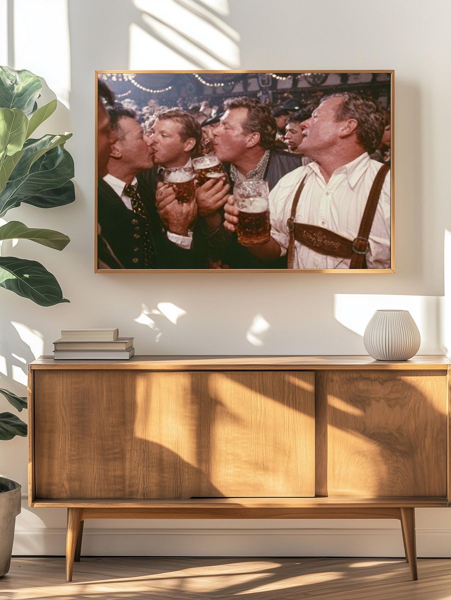 Beer Hall Kiss Photography Poster. — room view 3