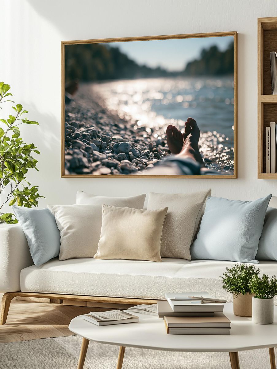 Lake Shore Relaxation Photography Poster. — room view 2
