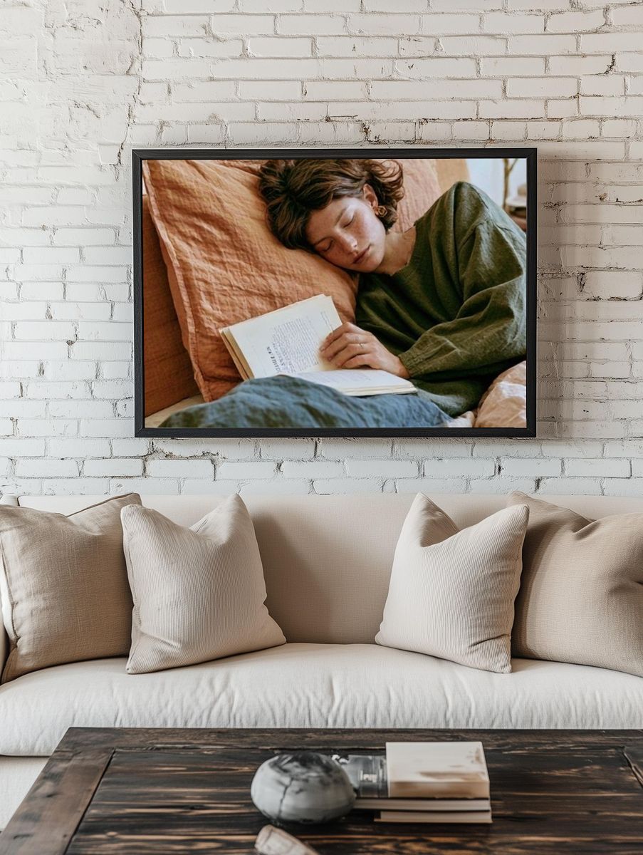 Sleeping Reader Photography Poster. room preview