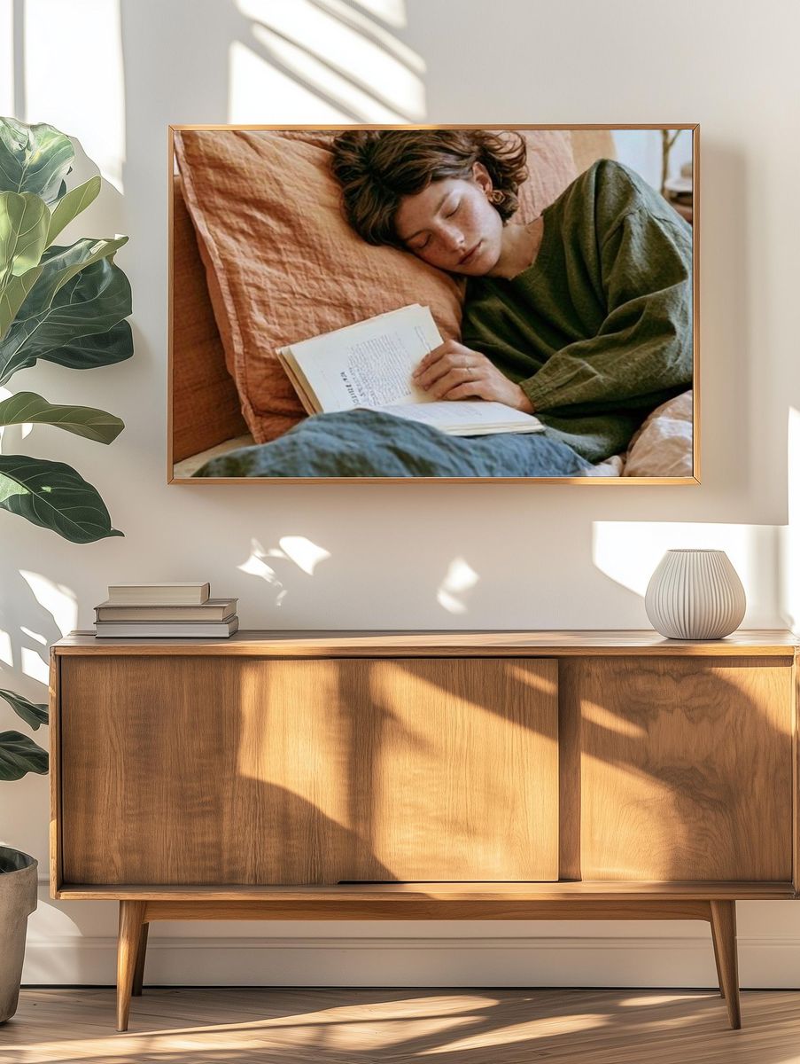 Sleeping Reader Photography Poster. — room view 3