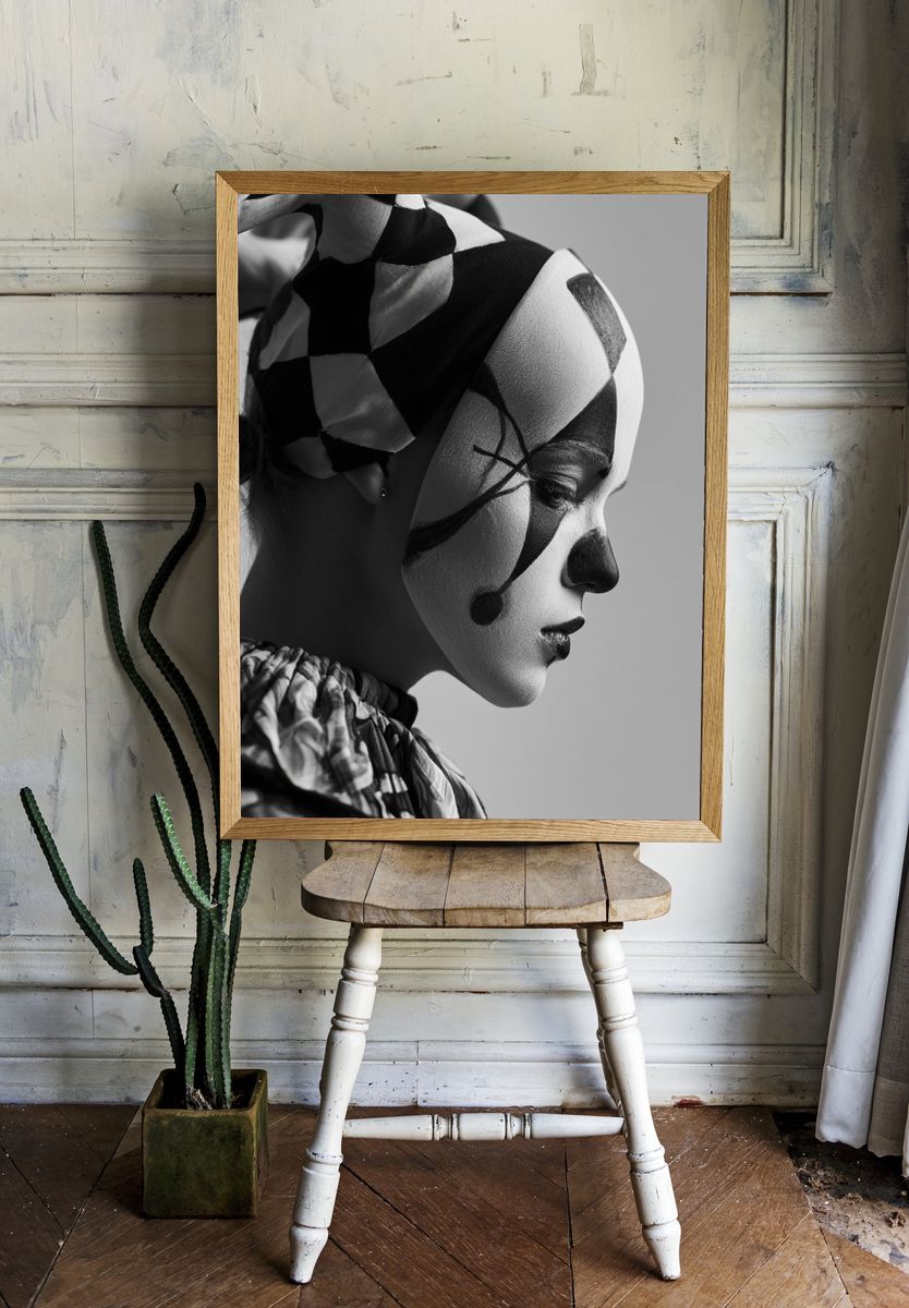 Abstract Clown Portrait Print. — room view 1