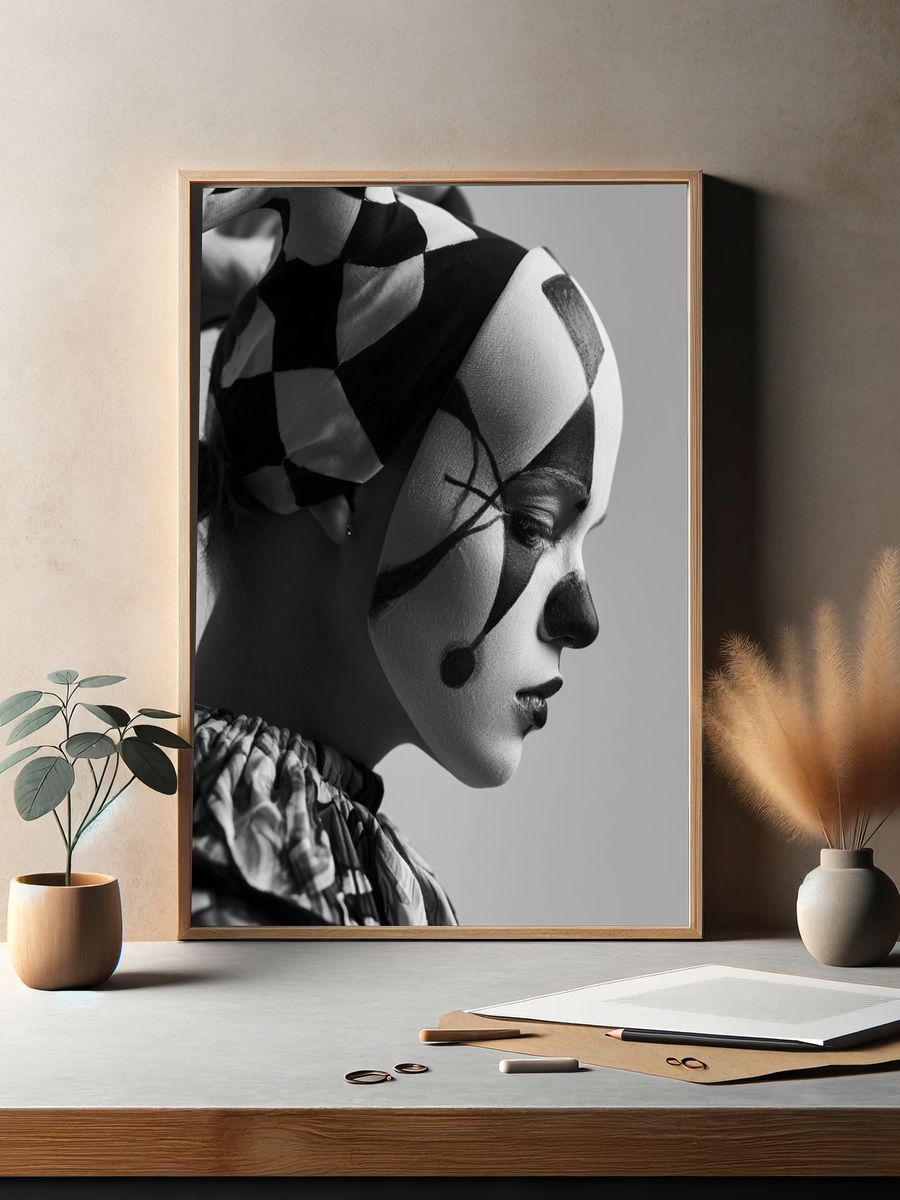Abstract Clown Portrait Print. — room view 2