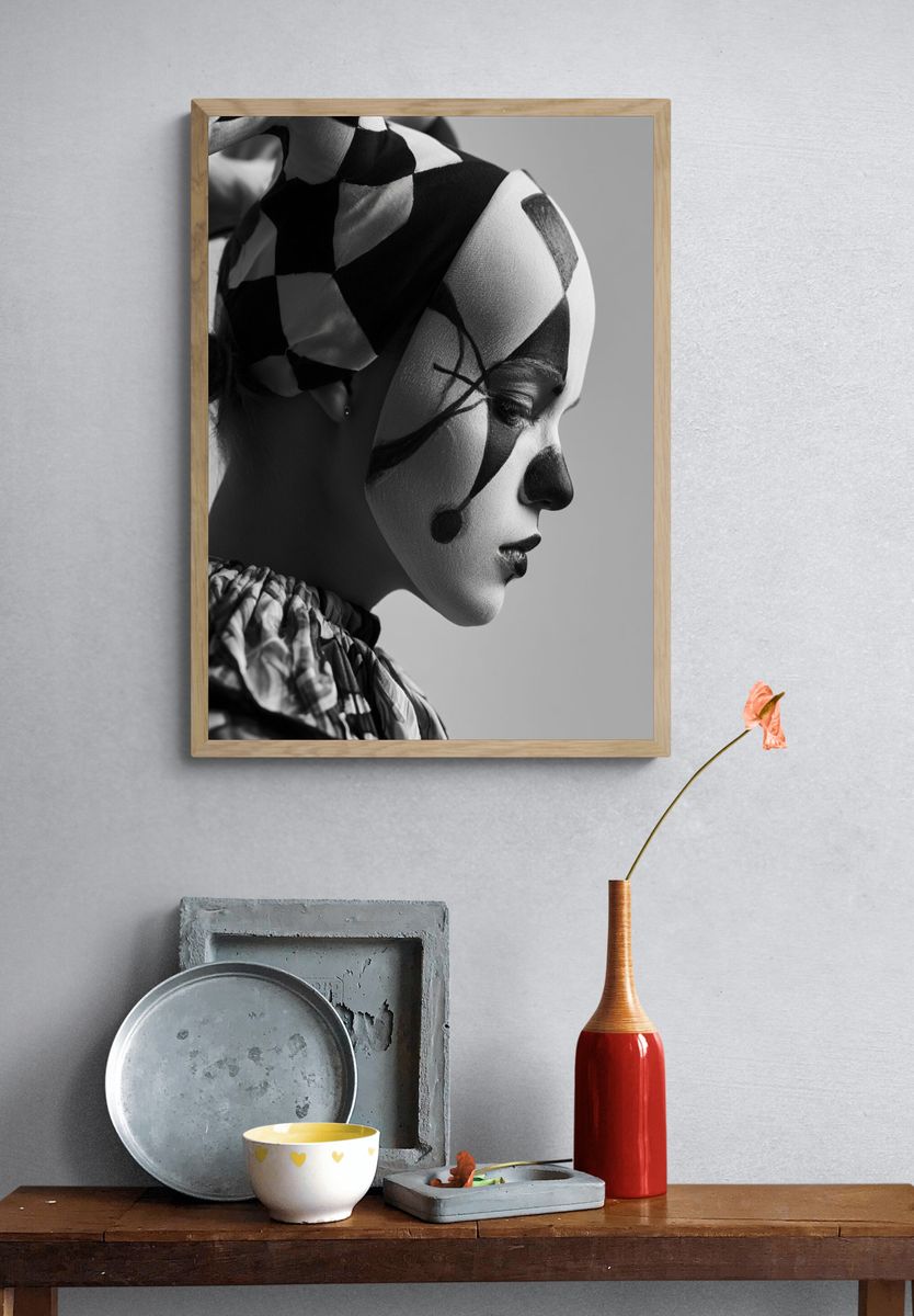 Abstract Clown Portrait Print. — room view 3