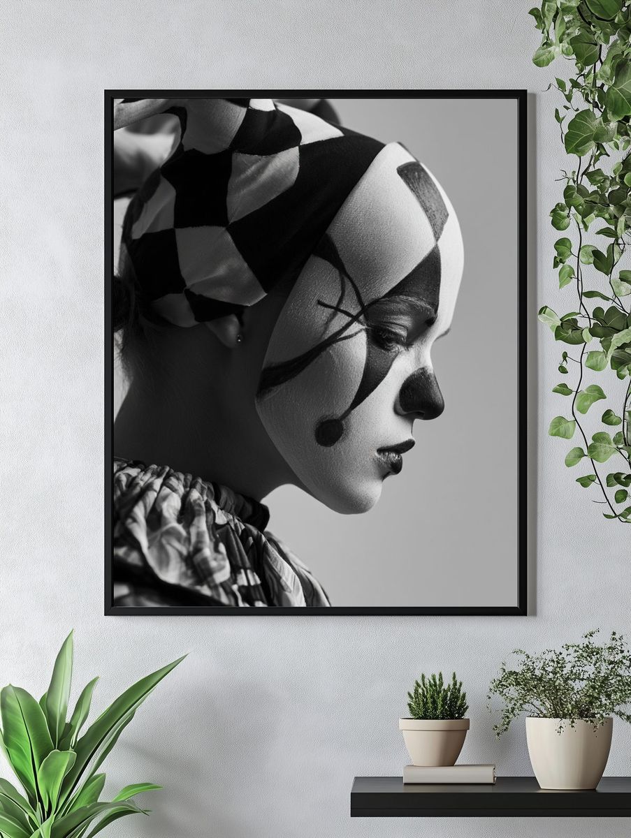 Abstract Clown Portrait Print. — room view 4