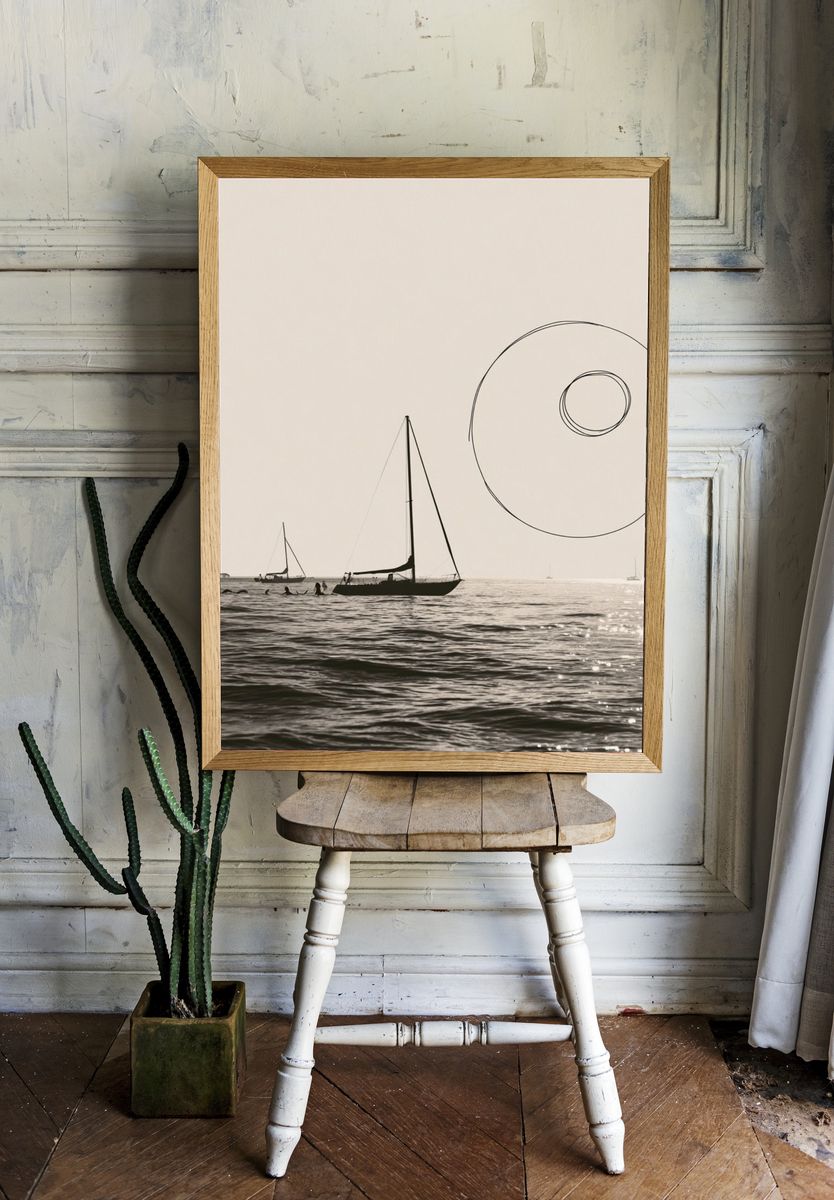 Sailboats at Sea Photography Poster. room preview