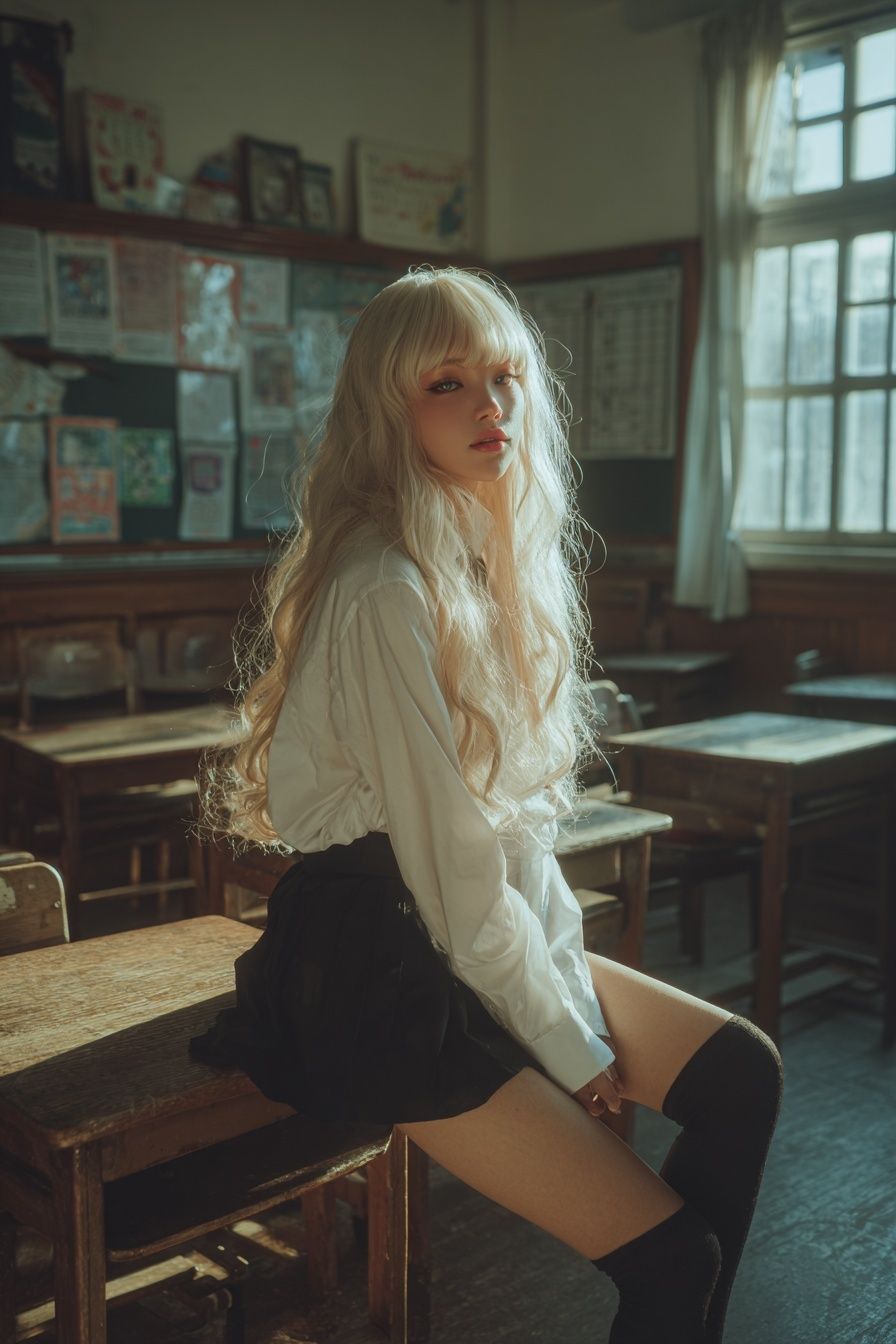 Blonde Portrait Classroom Photography Poster. poster detail