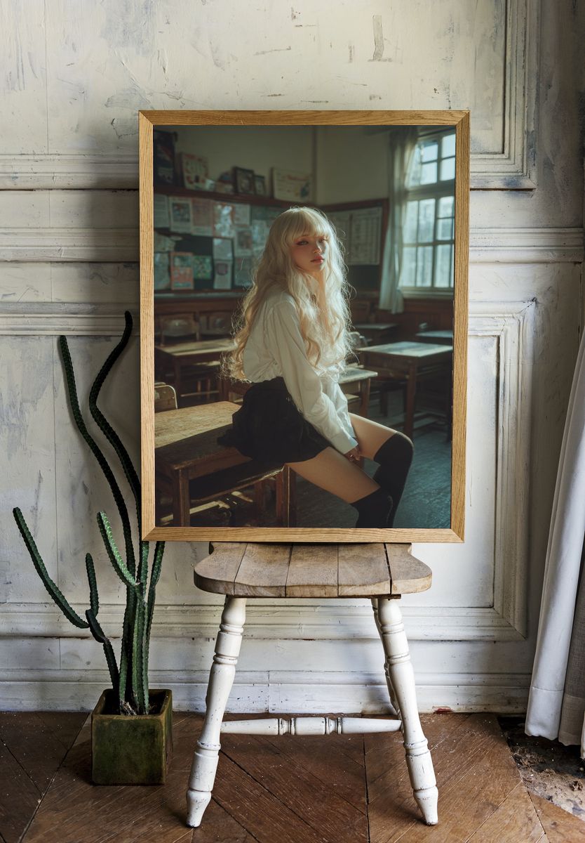 Blonde Portrait Classroom Photography Poster. — room view 1