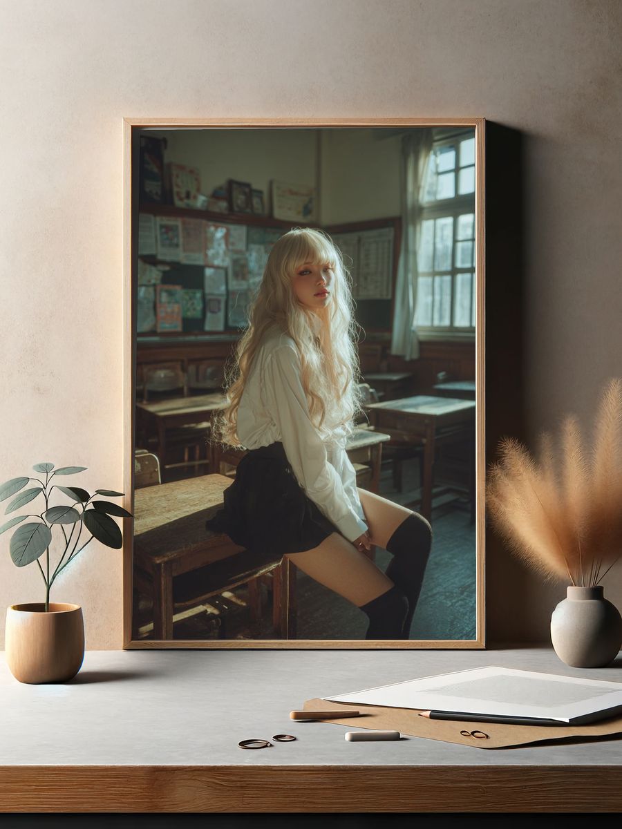 Blonde Portrait Classroom Photography Poster. — room view 2