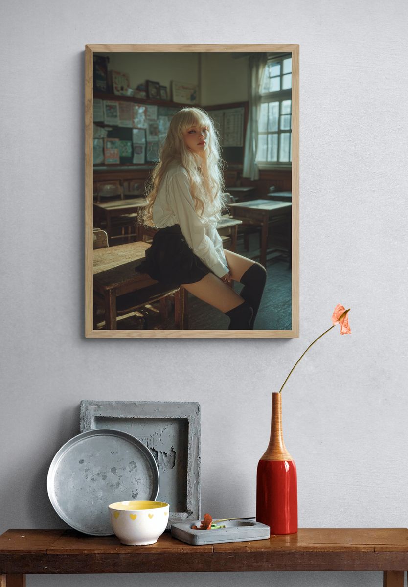Blonde Portrait Classroom Photography Poster. — room view 3