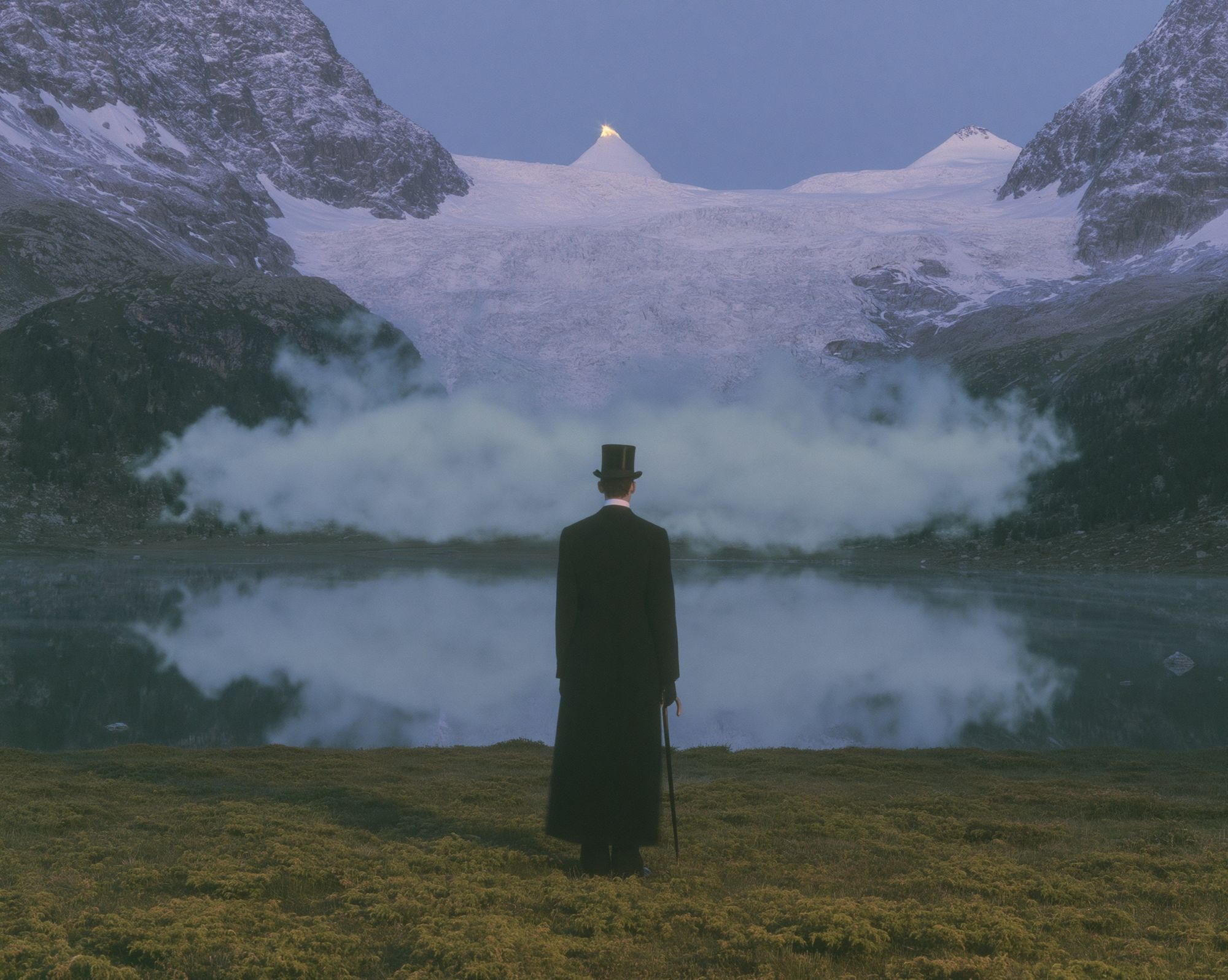 Misty Mountain Figure Photography Poster. poster — photography art
