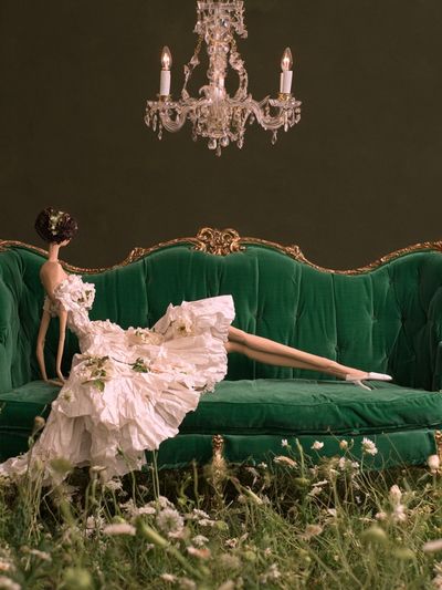Surreal Green Sofa Portrait Print. poster