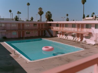 Pink Motel Pool Photography Poster.