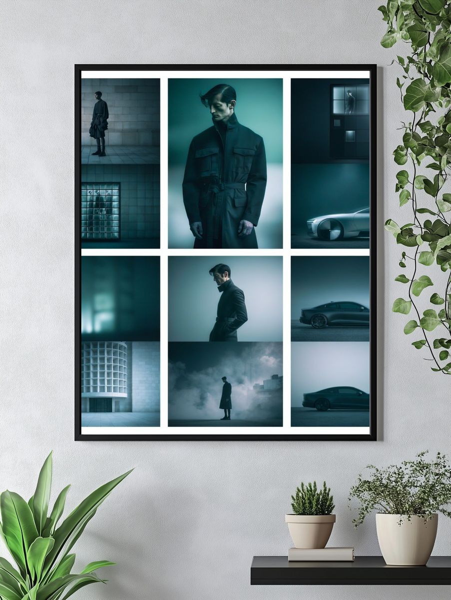 Neo-Noir Fashion Collage Poster. — room view 4