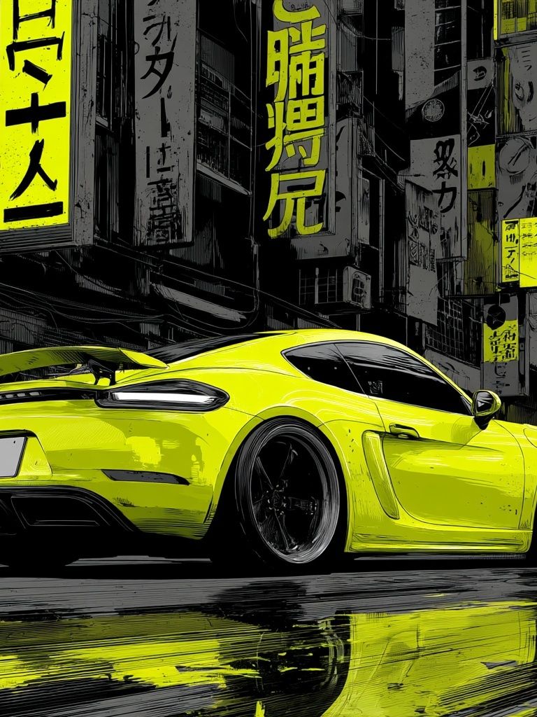 Neon Street Racer Photography Poster. poster detail