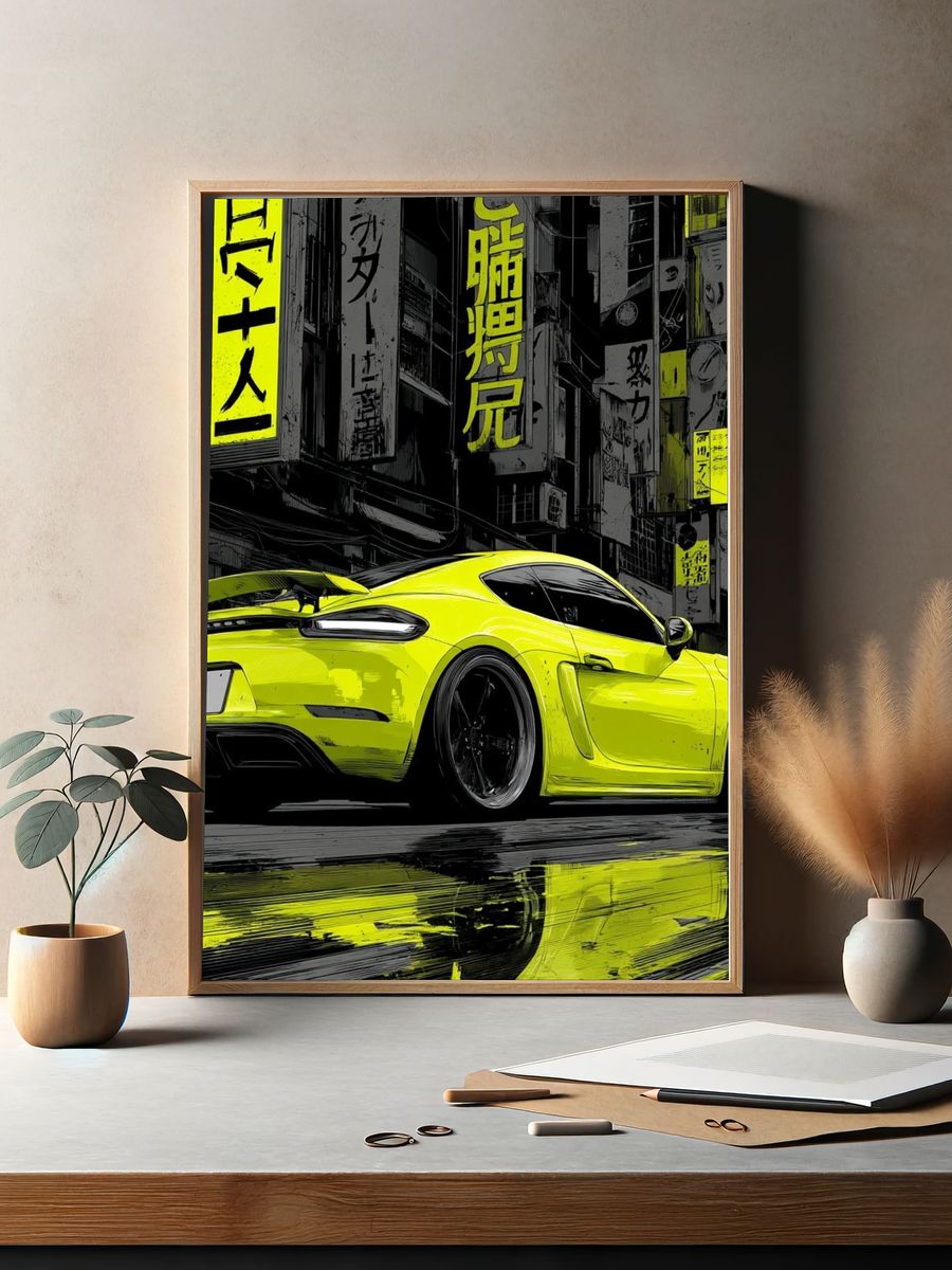 Neon Street Racer Photography Poster. — room view 2