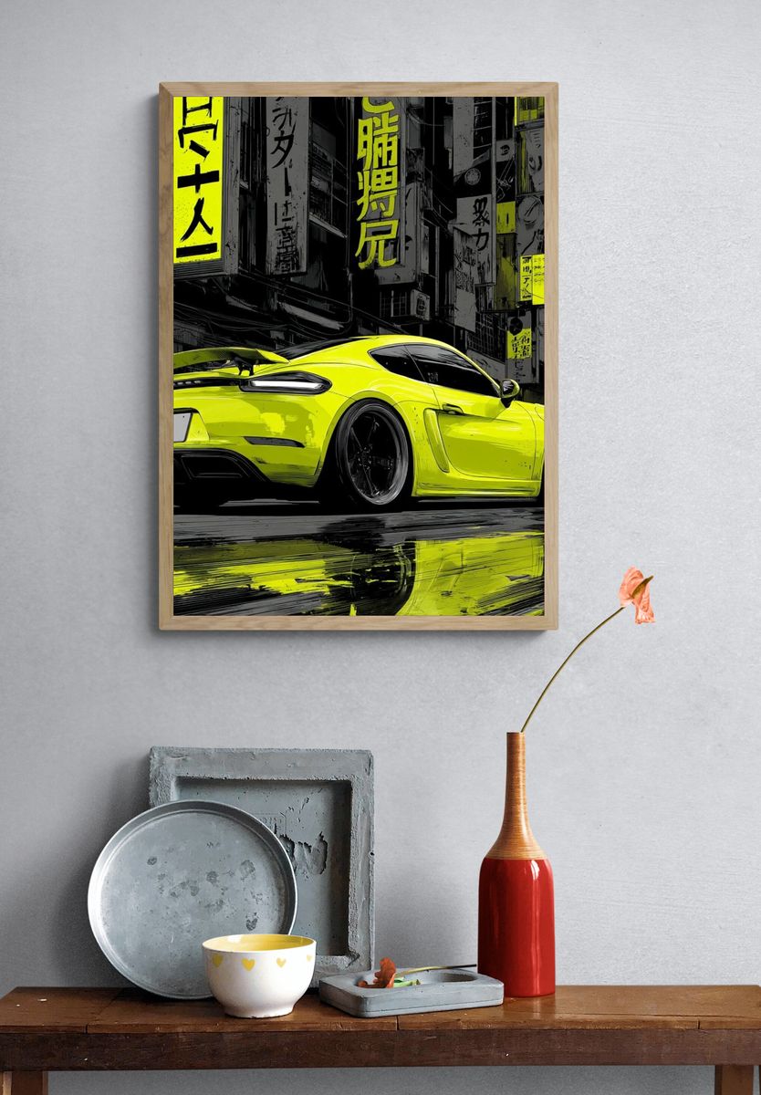 Neon Street Racer Photography Poster. — room view 3