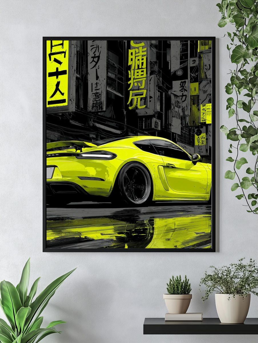 Neon Street Racer Photography Poster. — room view 4