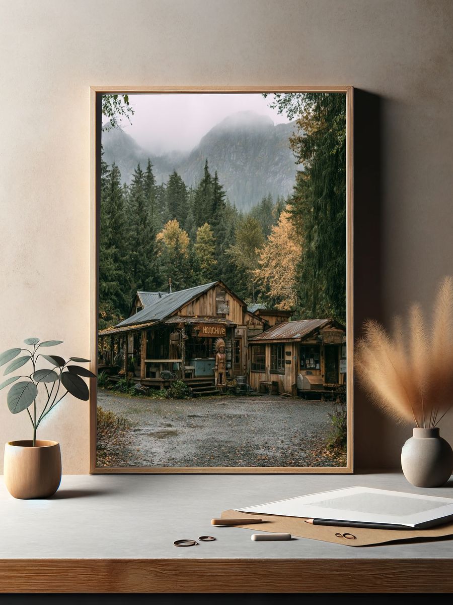 Misty Ocean Waves Photography Poster. — room view 2