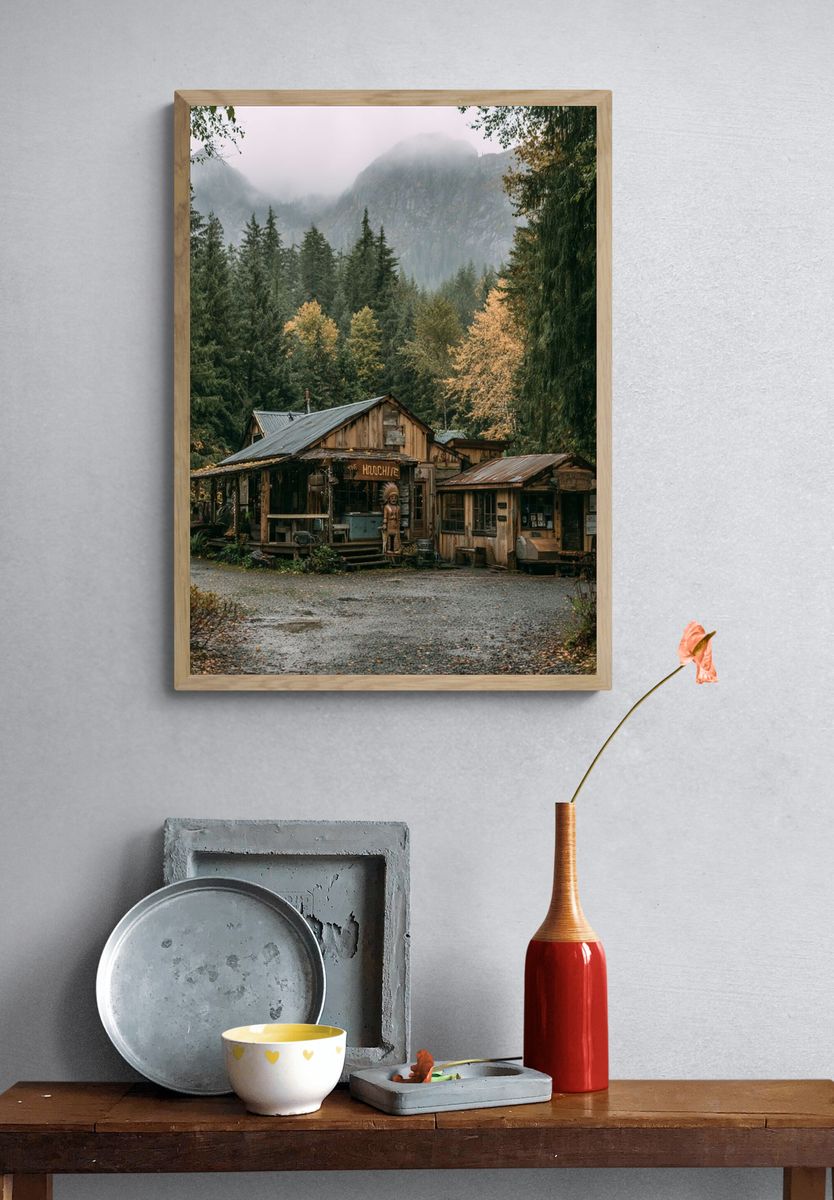 Misty Ocean Waves Photography Poster. — room view 3