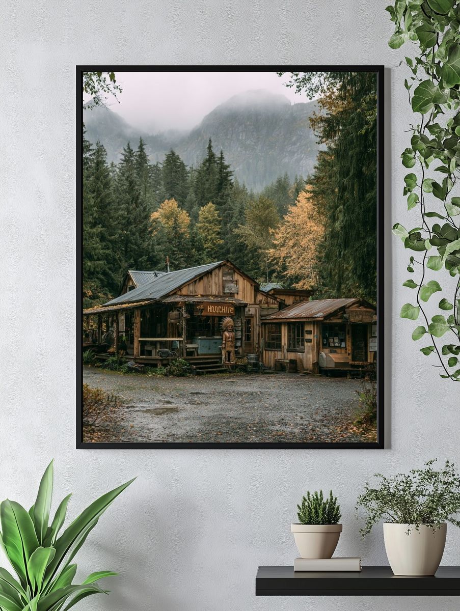 Misty Ocean Waves Photography Poster. — room view 4