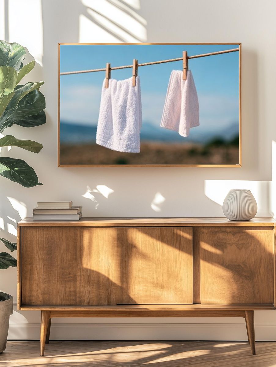 Laundry on a Line Photography Poster. — room view 3