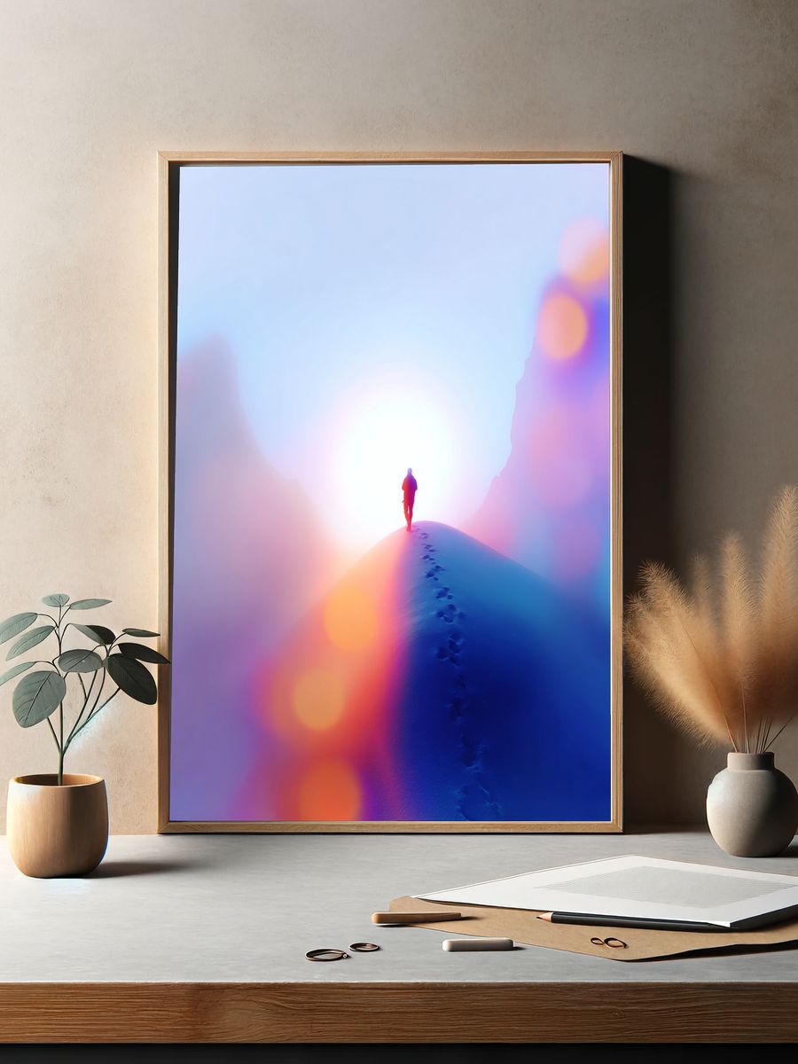 Dreamy Mountain Hiker Photography Poster. — room view 2