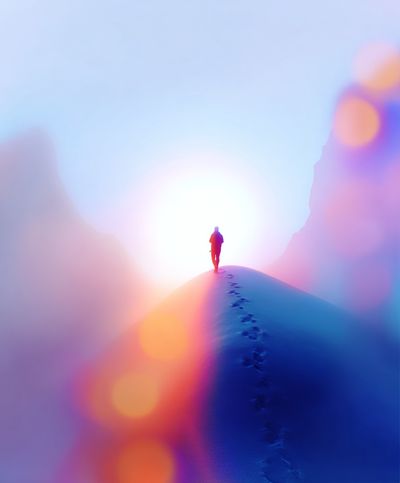 Dreamy Mountain Hiker Photography Poster.