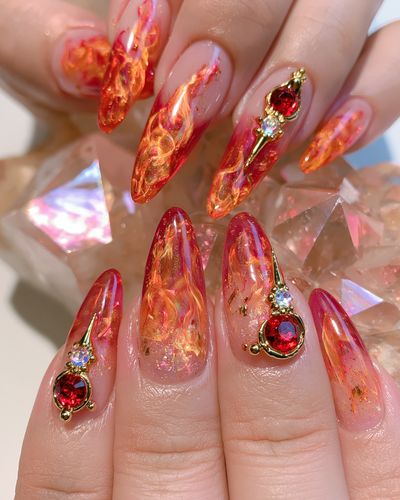 Glam Flame Nail Art Photography Poster. poster