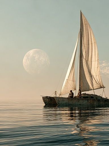 Moonlit Sailboat Photography Poster. poster — photography art