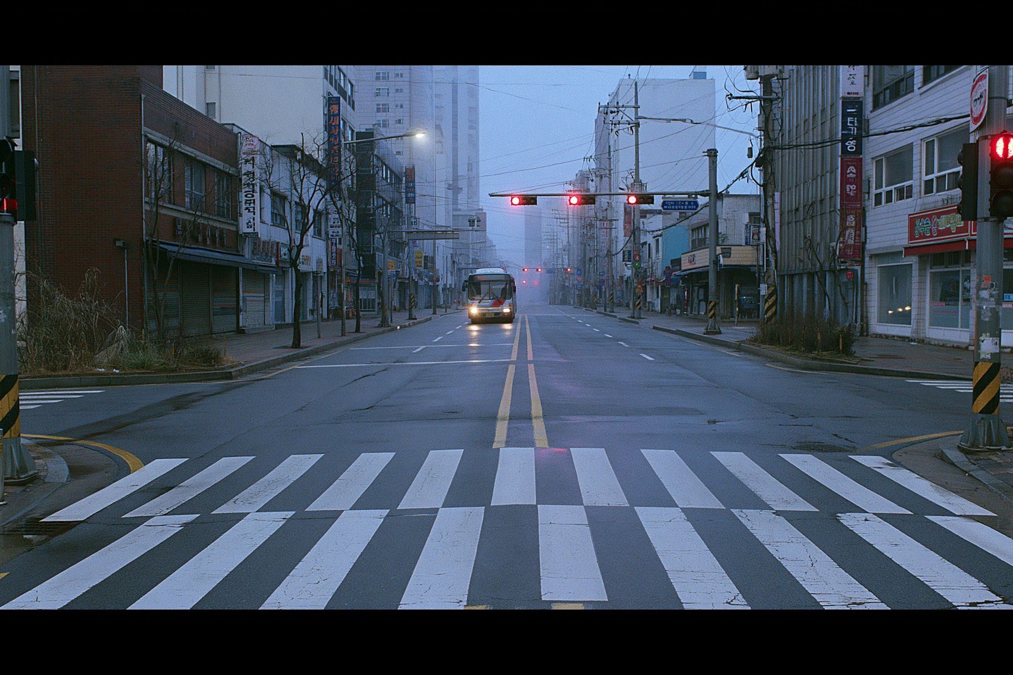 Foggy City Intersection Photography Poster. poster — photography art