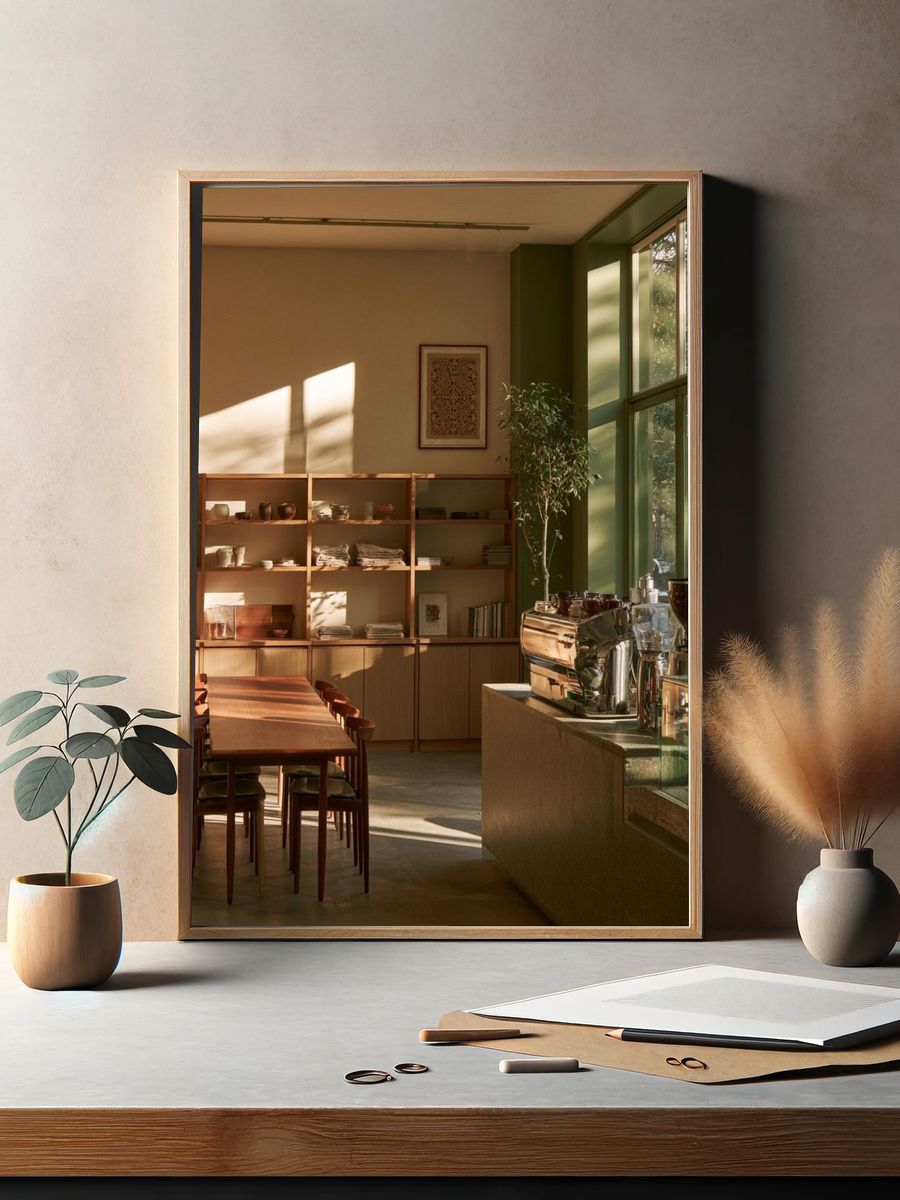 Sunlit Café Interior Photography Poster. — room view 2