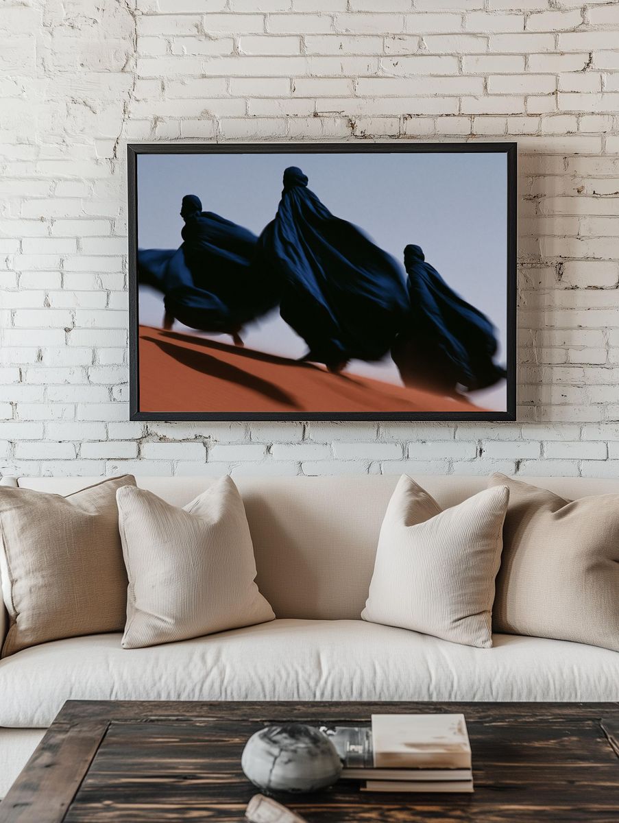 Desert Cloaked Figures Photography Poster. — room view 1