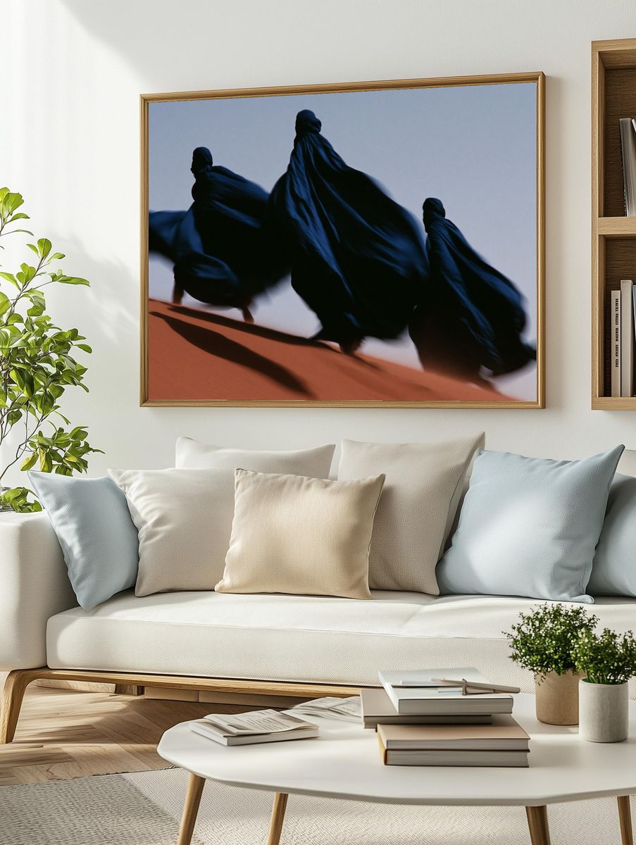 Desert Cloaked Figures Photography Poster. — room view 2
