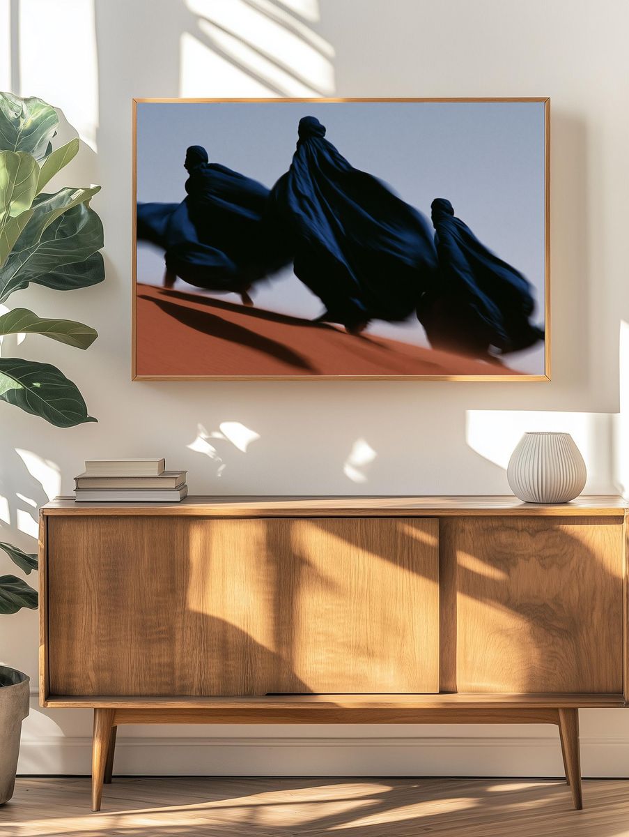 Desert Cloaked Figures Photography Poster. — room view 3