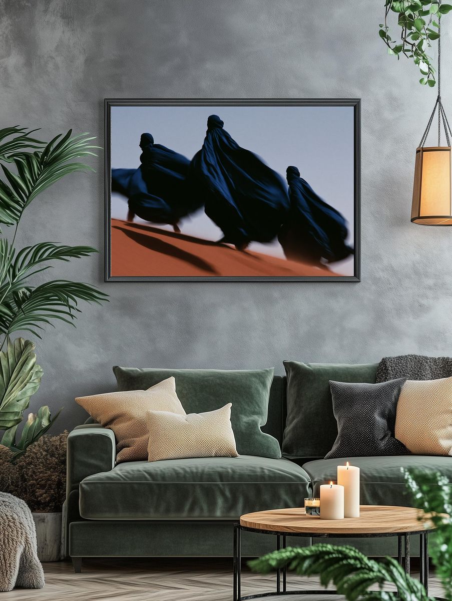 Desert Cloaked Figures Photography Poster. — room view 4