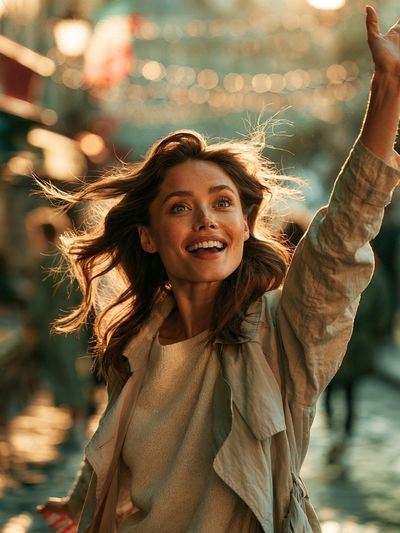 Joyful Woman in Motion Photography Poster.