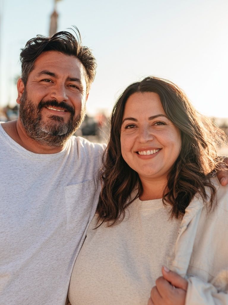 Smiling Couple Portrait Photography Poster. poster detail